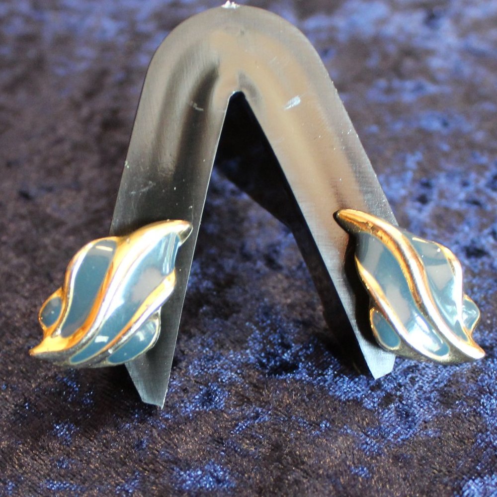 Teal and Clip on Earrings